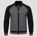 Cardigan med Lynlås til Herrer - Colorblock Ærmer og Stribet Kant