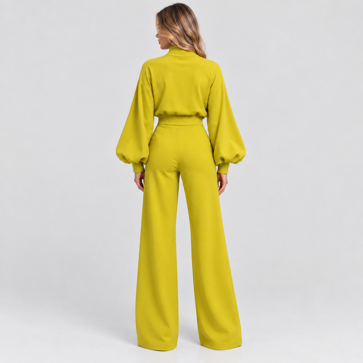 Langærmet Jumpsuit til Damer - Puffærmer og Brede Ben