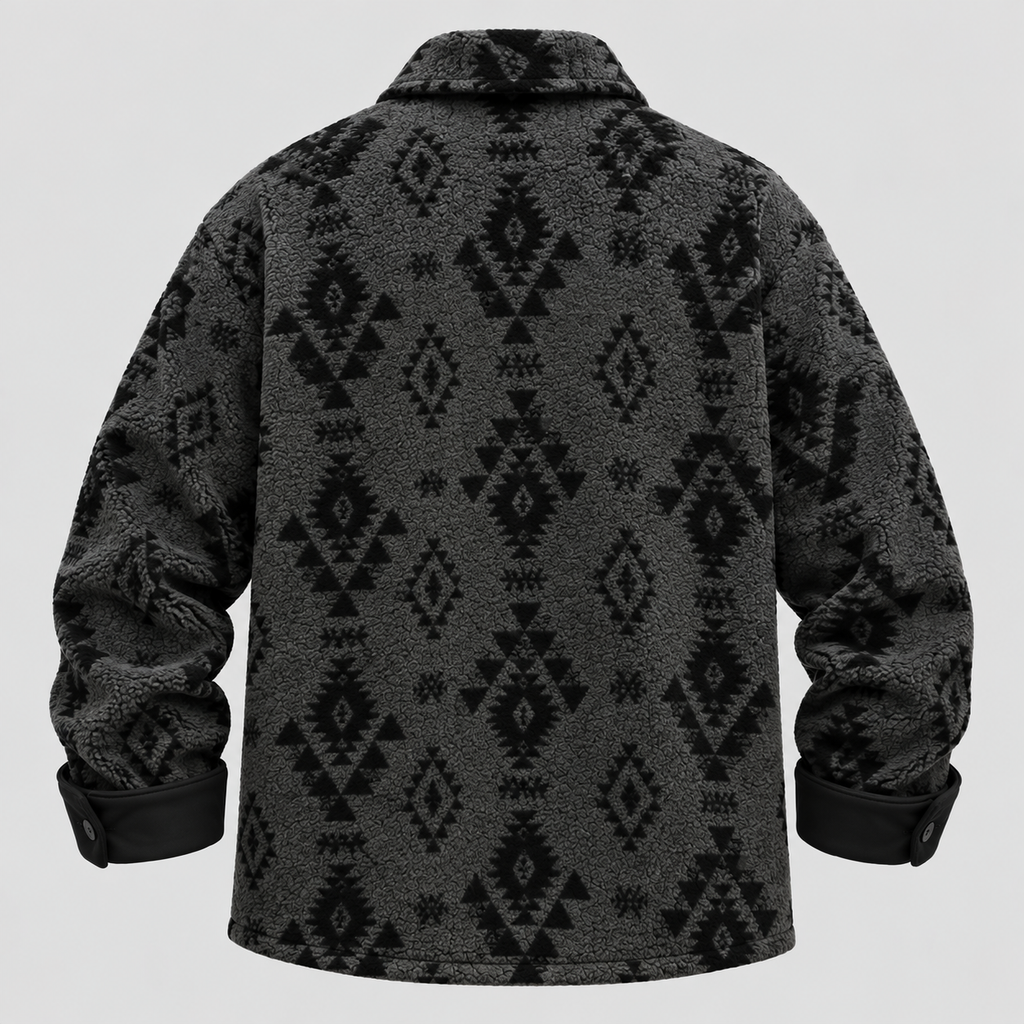 Overshirt i Uld til Herrer - Geometrisk Mønster med Kontrastkant