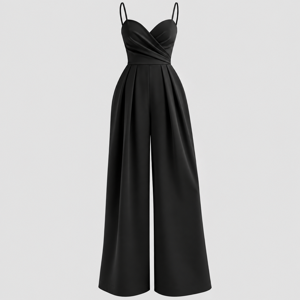Jumpsuit med Brede Ben til Damer - Wrap Top og Spaghettistropper