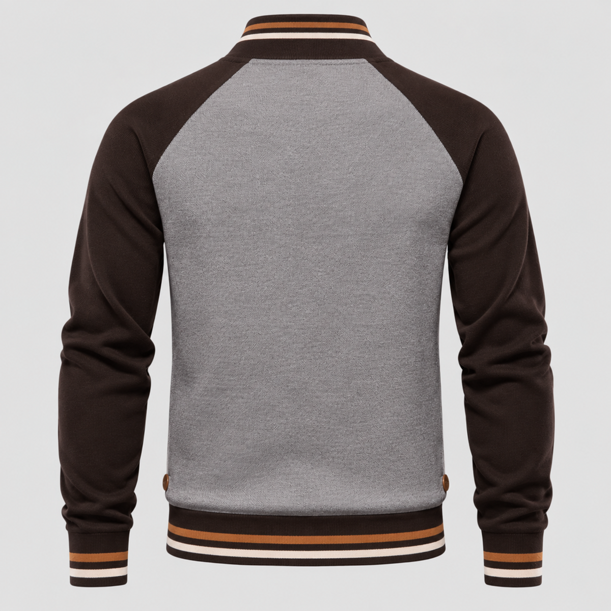 Cardigan med Lynlås til Herrer - Colorblock Ærmer og Stribet Kant
