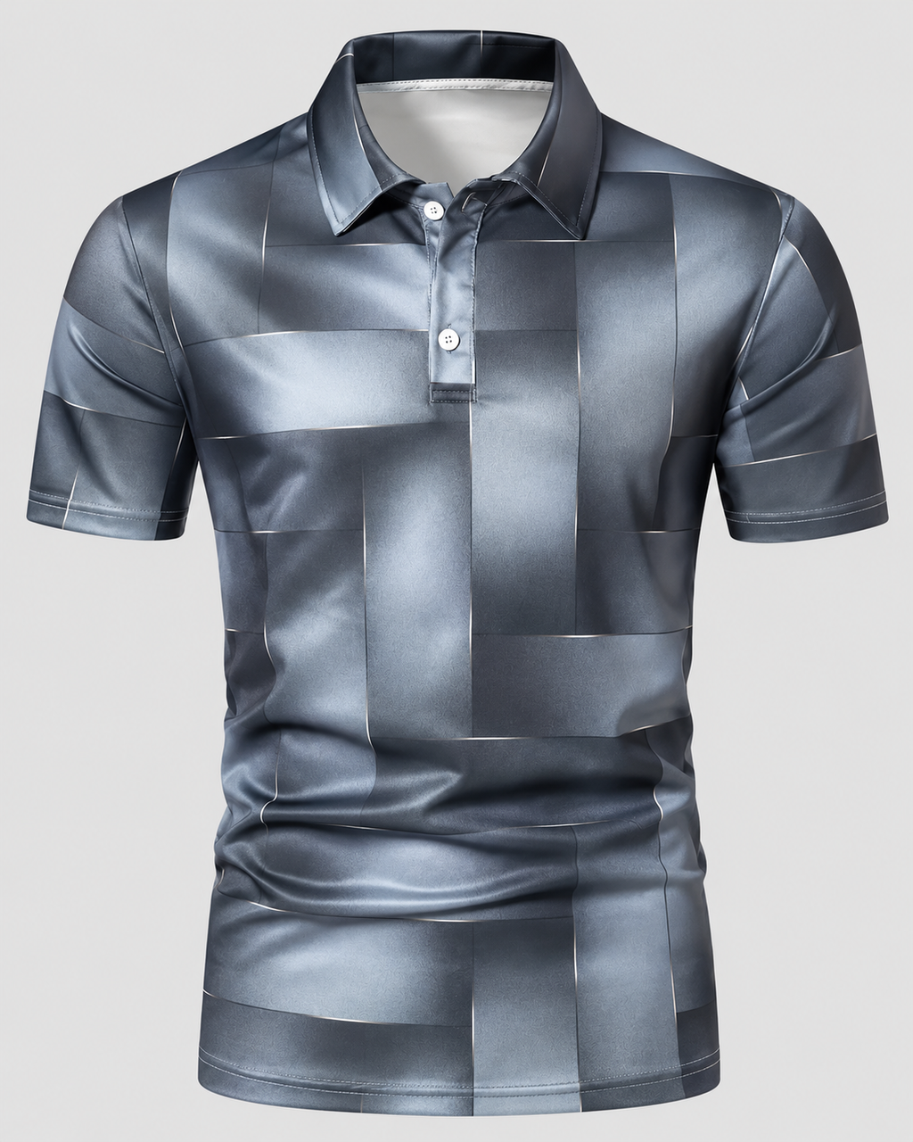 Poloshirt med Geometrisk Print til Herrer - Korte Ærmer, Regular Fit