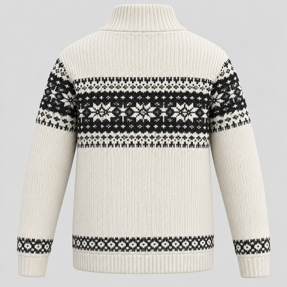 Herre Nordisk Mønstret Lynlåstrøje – Fair Isle Strikjakke