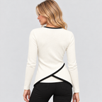 Wrap Sweater til Damer - V-Hals med Kontrastkant