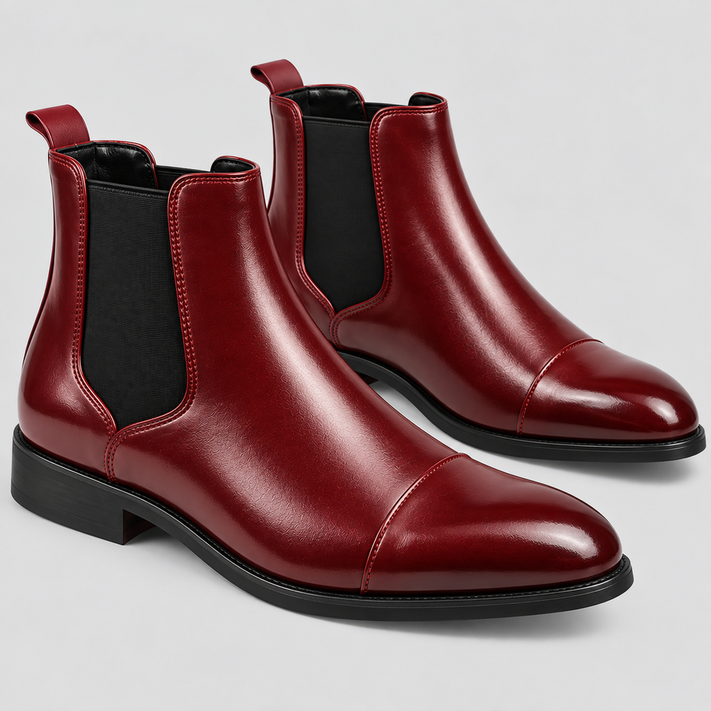 Herre Læder Chelsea Boots – Rød Sål Slip-On Støvler