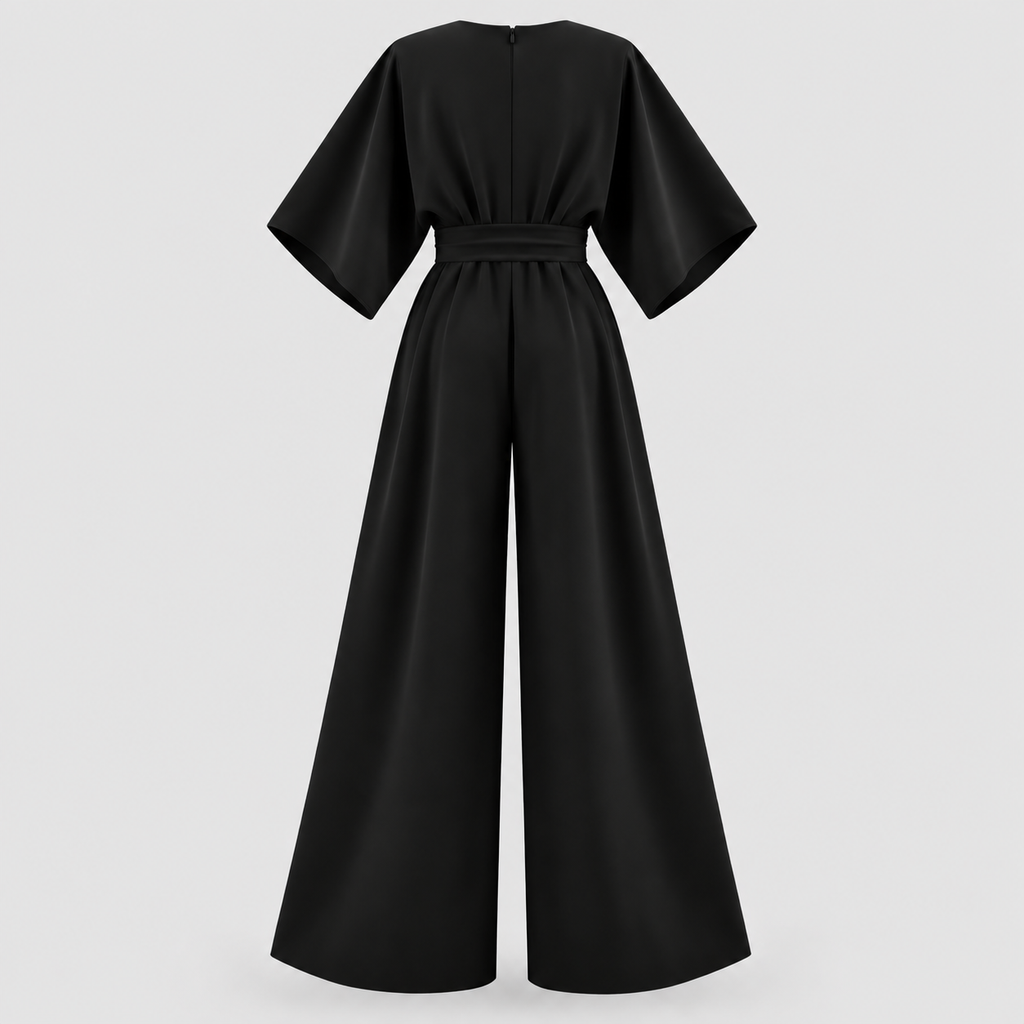 Chiffon Wrap Jumpsuit til Damer – Vide Ben, Flere Farver