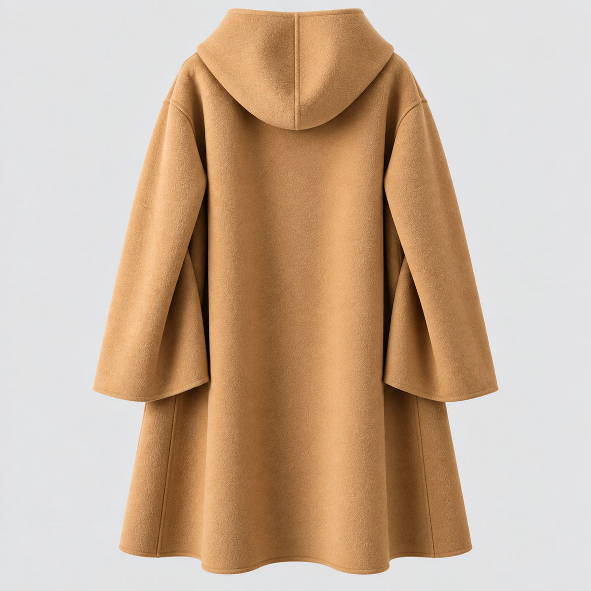 Lang Frakke i Uldlook - Wrap-Lukning med Revers