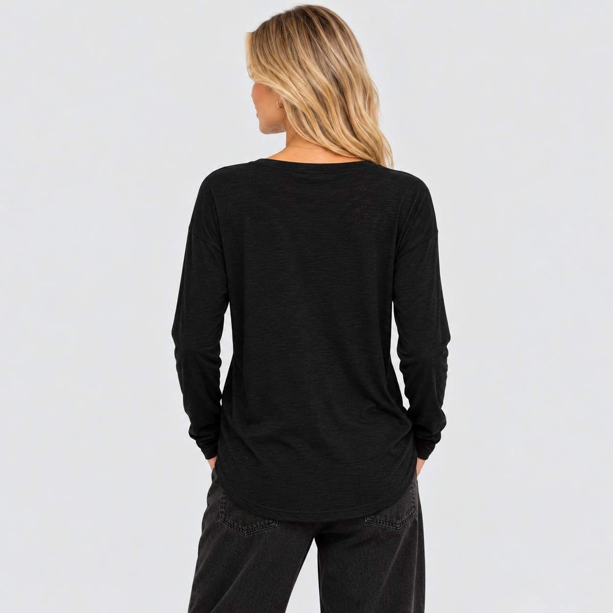 Stjerneprintet Sweater til Damer - V-Hals Strækstrik