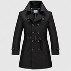 Dobbeltradet Trenchcoat - Bæltet Talje, Revers