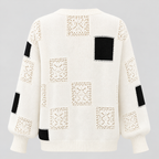 Sweater med Abstrakt Kvadratmønster til Damer - Lange Ærmer