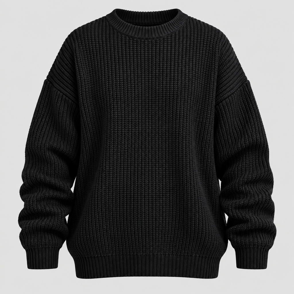 Chunky Strikket Sweater til Herrer - Oversized med Ribbede Manchetter