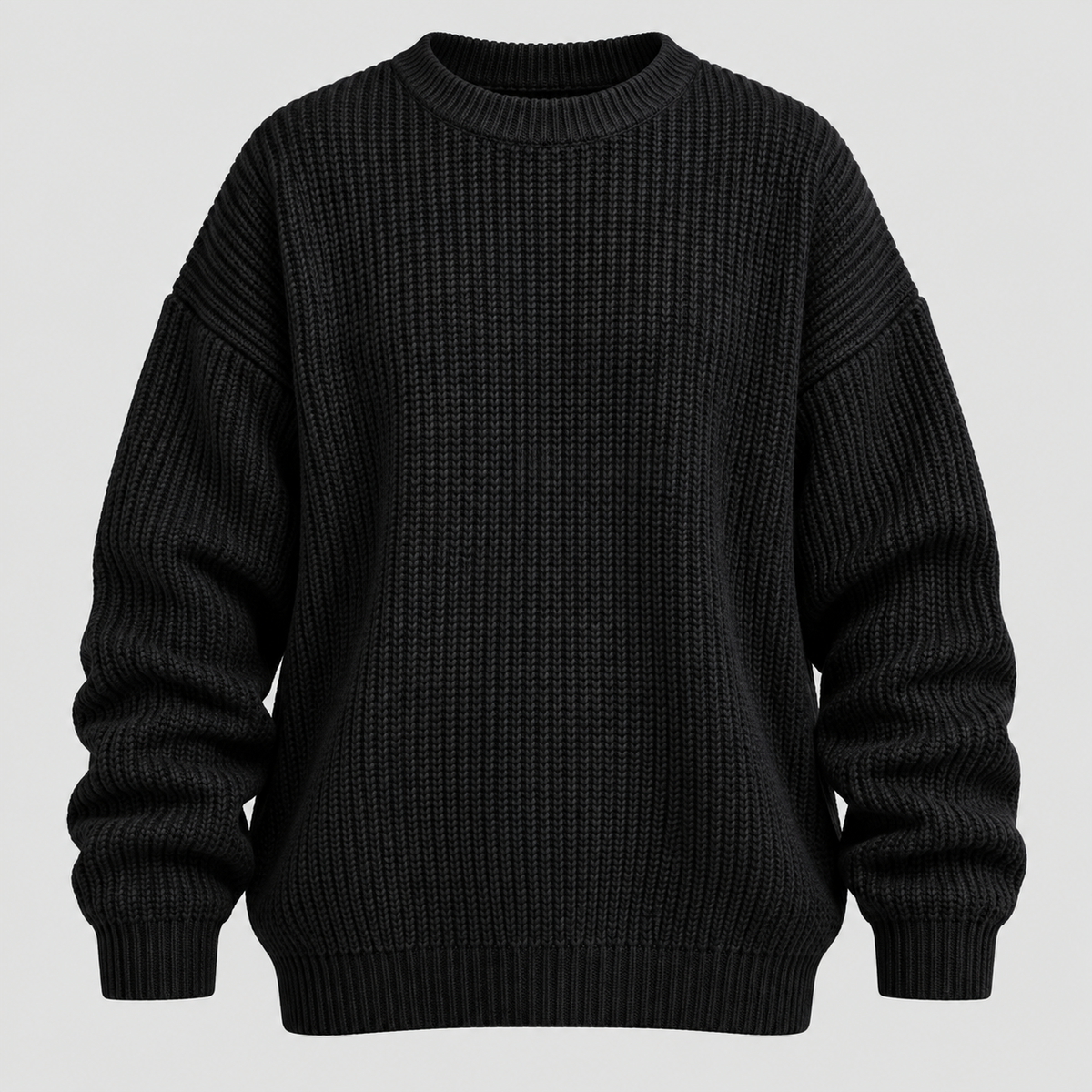 Chunky Strikket Sweater til Herrer - Oversized med Ribbede Manchetter