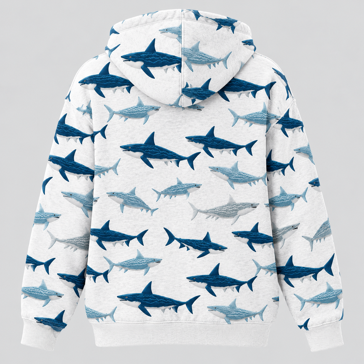 Hajprintet Hoodie til Damer - Oversized Strikpullover