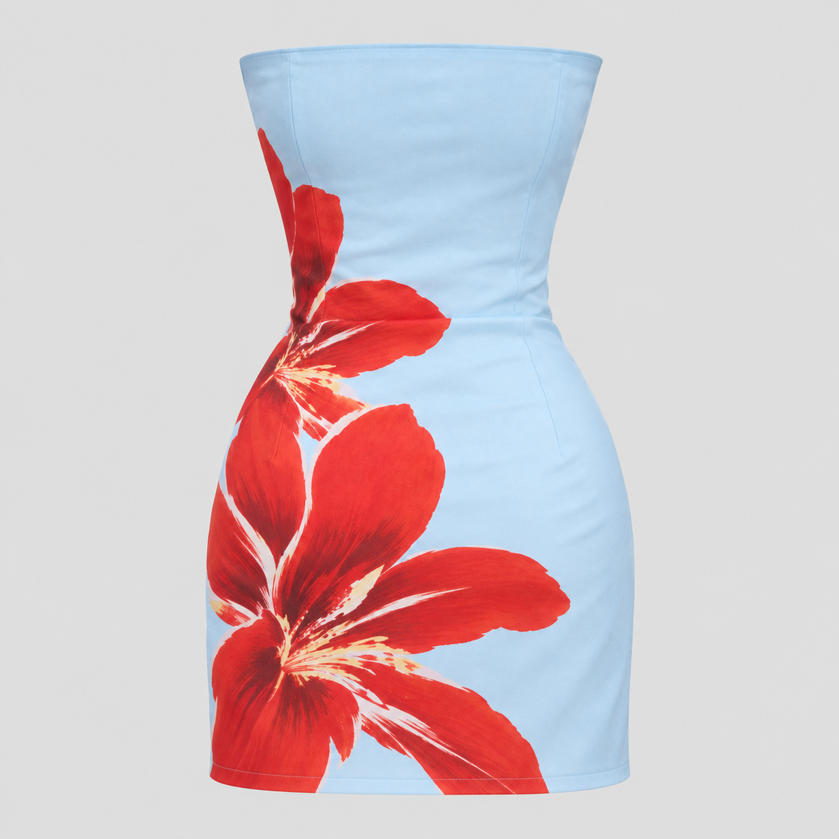 Stropløs Blomstret Minikjole – Tropisk Print Bandeau