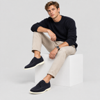 Herre Ruskindsloafers – Slip-On Moc Toe Flad Sål