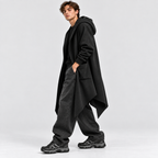 Lang Hættekåbe med Åben Front – Oversized Hætte Streetwear