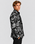 Slim Fit Blazer til Herrer - Metallisk Blomsterjacquard, Enkelt Knap