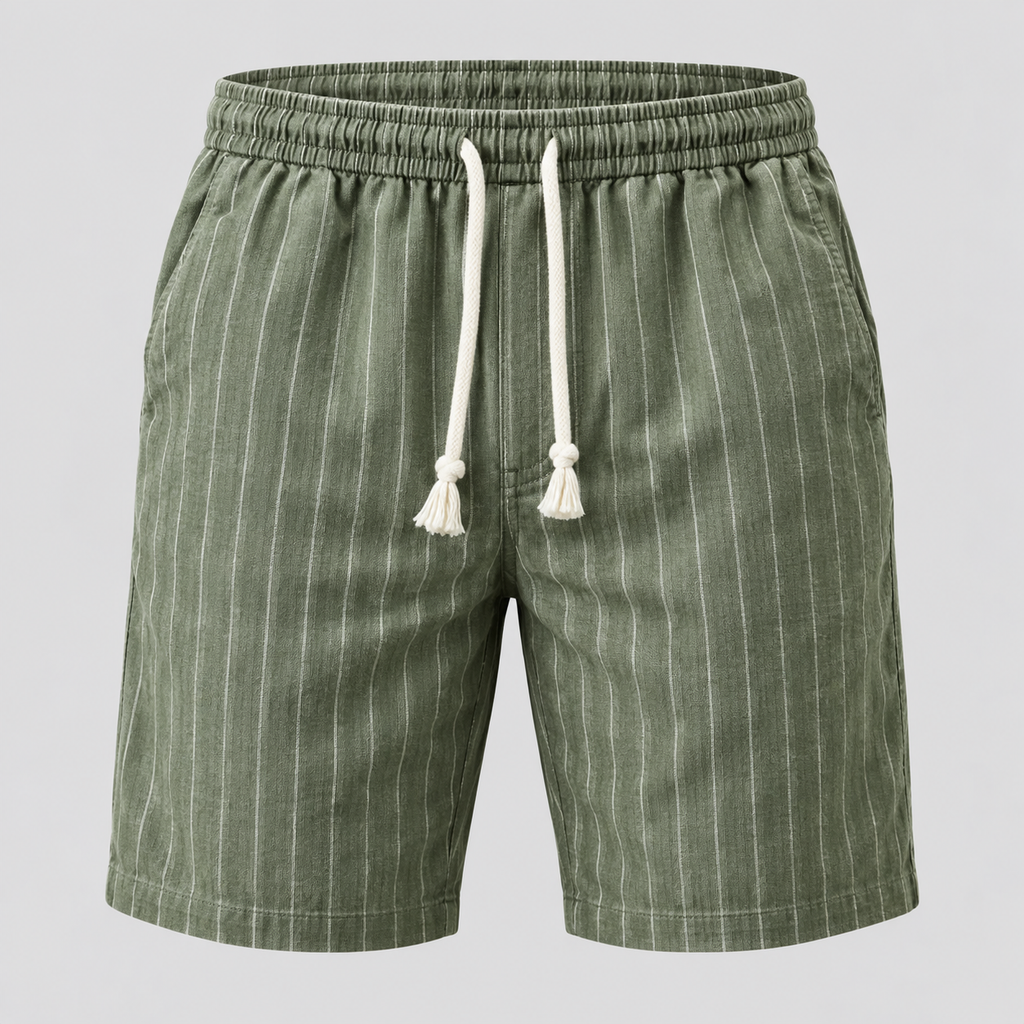 Herre Nålestribede Shorts – Elastisk Talje med Snor