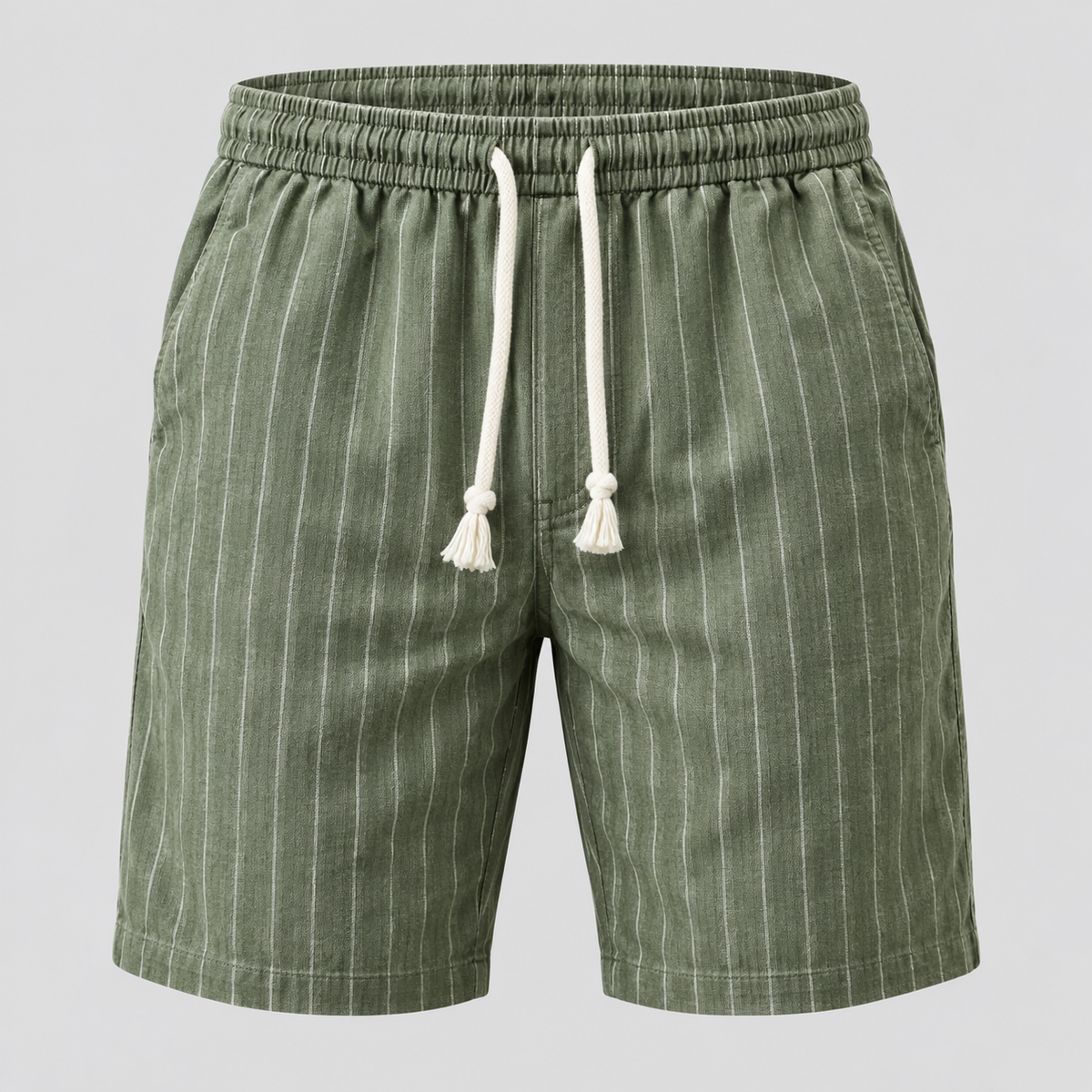Herre Nålestribede Shorts – Elastisk Talje med Snor