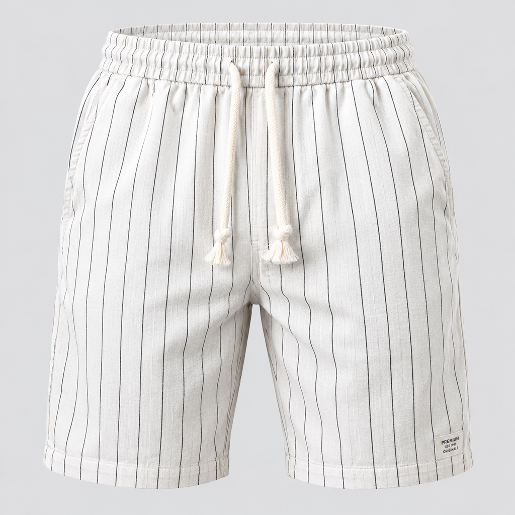 Herre Nålestribede Shorts – Elastisk Talje med Snor