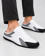 Baglåse Slip-On Mules til Herrer - Flad Sål, Quiltet Panel Overdel
