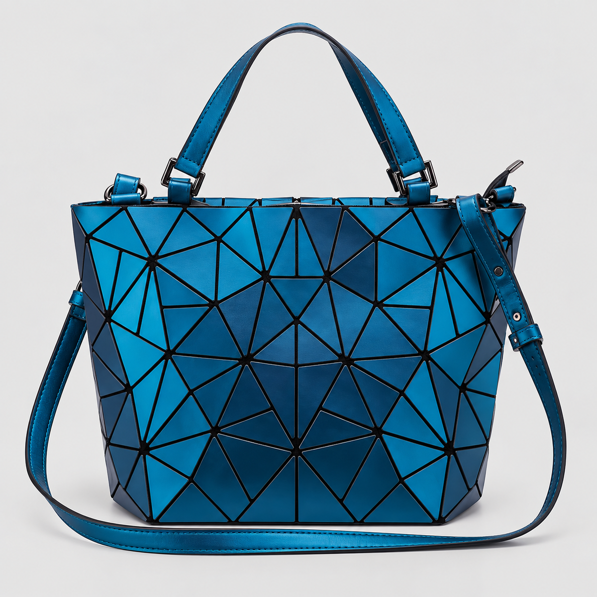 Struktureret Tote-Taske med Geometrisk Mønster - Facetteret Design