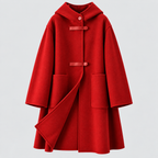 Lang Frakke i Uldlook - Wrap-Lukning med Revers