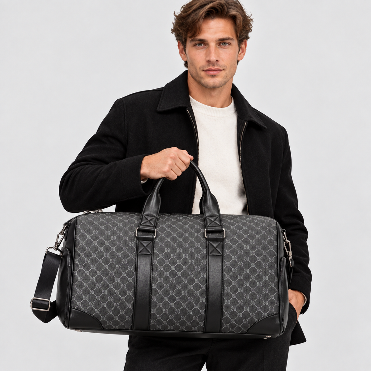 Rejsetaske i PU til Herrer - Separat Skorum, Crossbodyrem