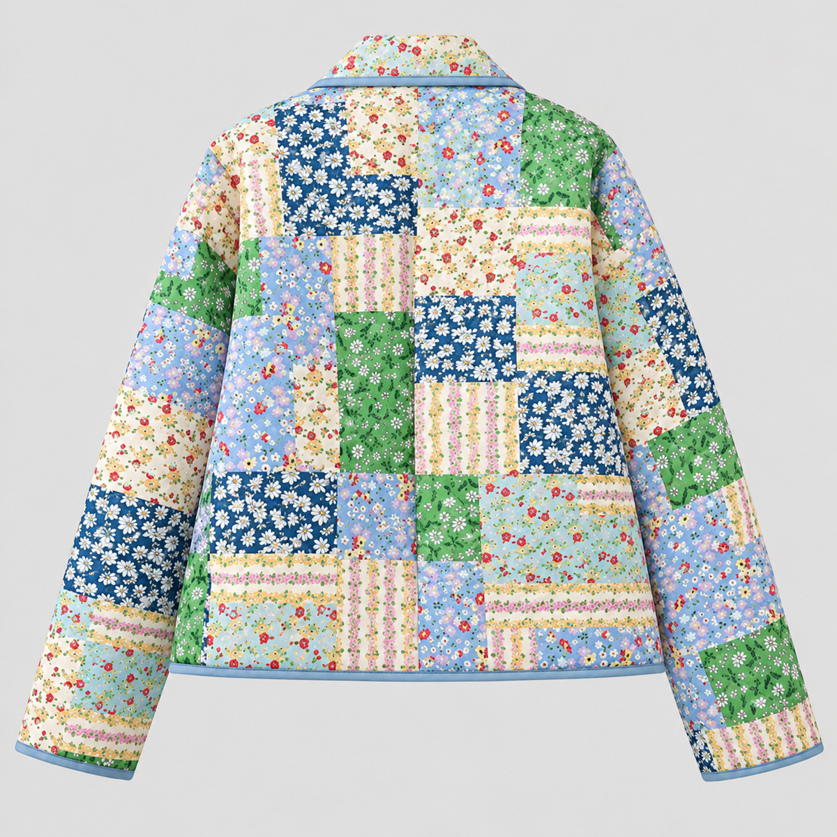 Patchwork Jakke til Damer - Bomuld, Kasseformet Pasform