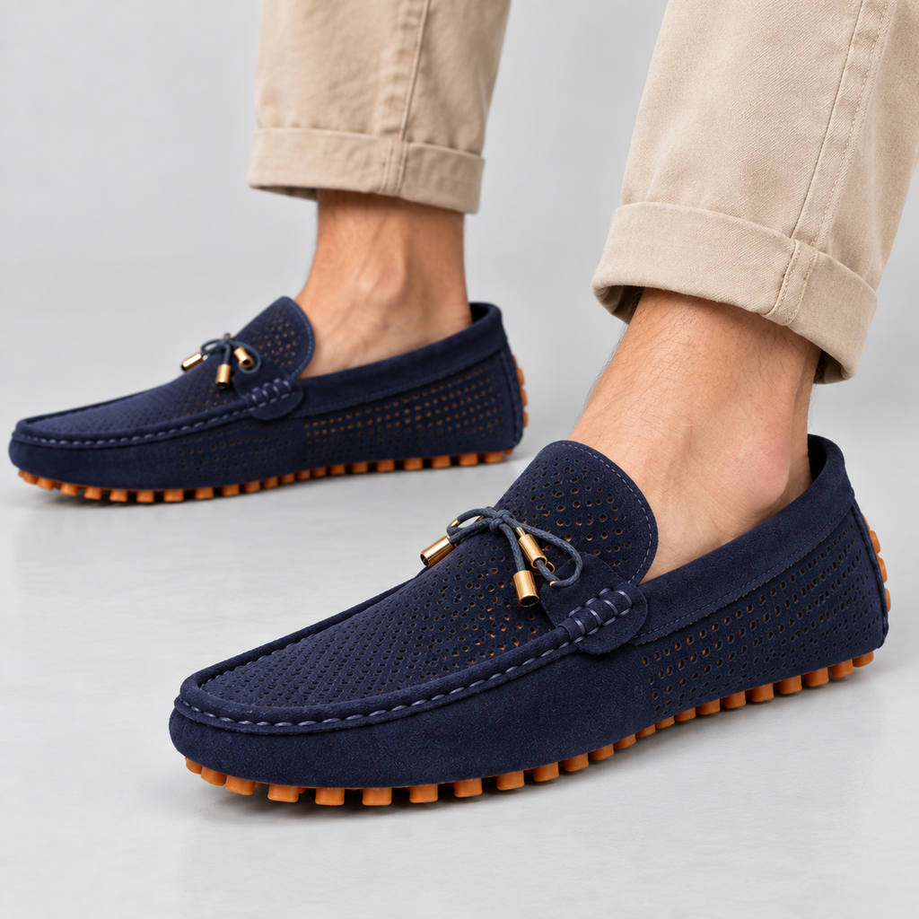 Herre Perforerede Læder-Loafers – Slip-On Mokkasiner