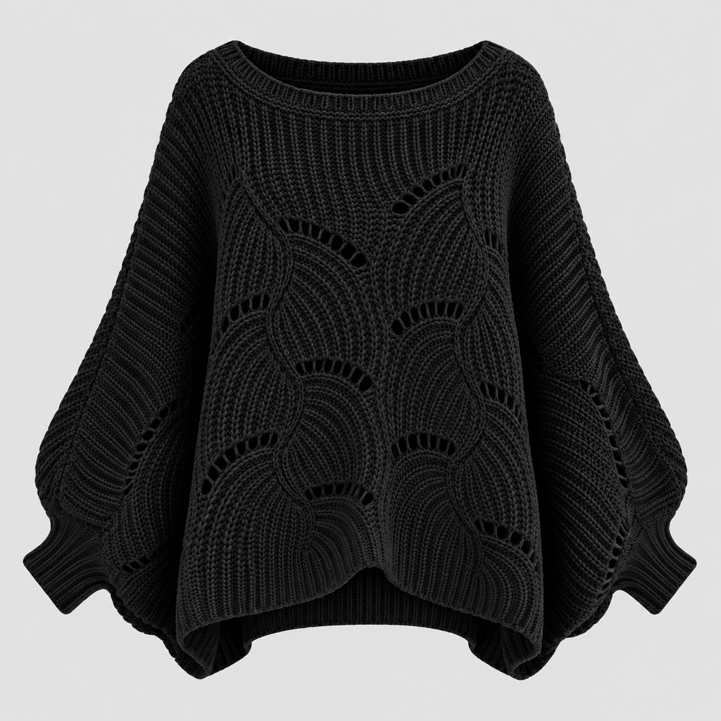 Sweater med Flagermusærmer til Damer - Cropped Kabelstrik