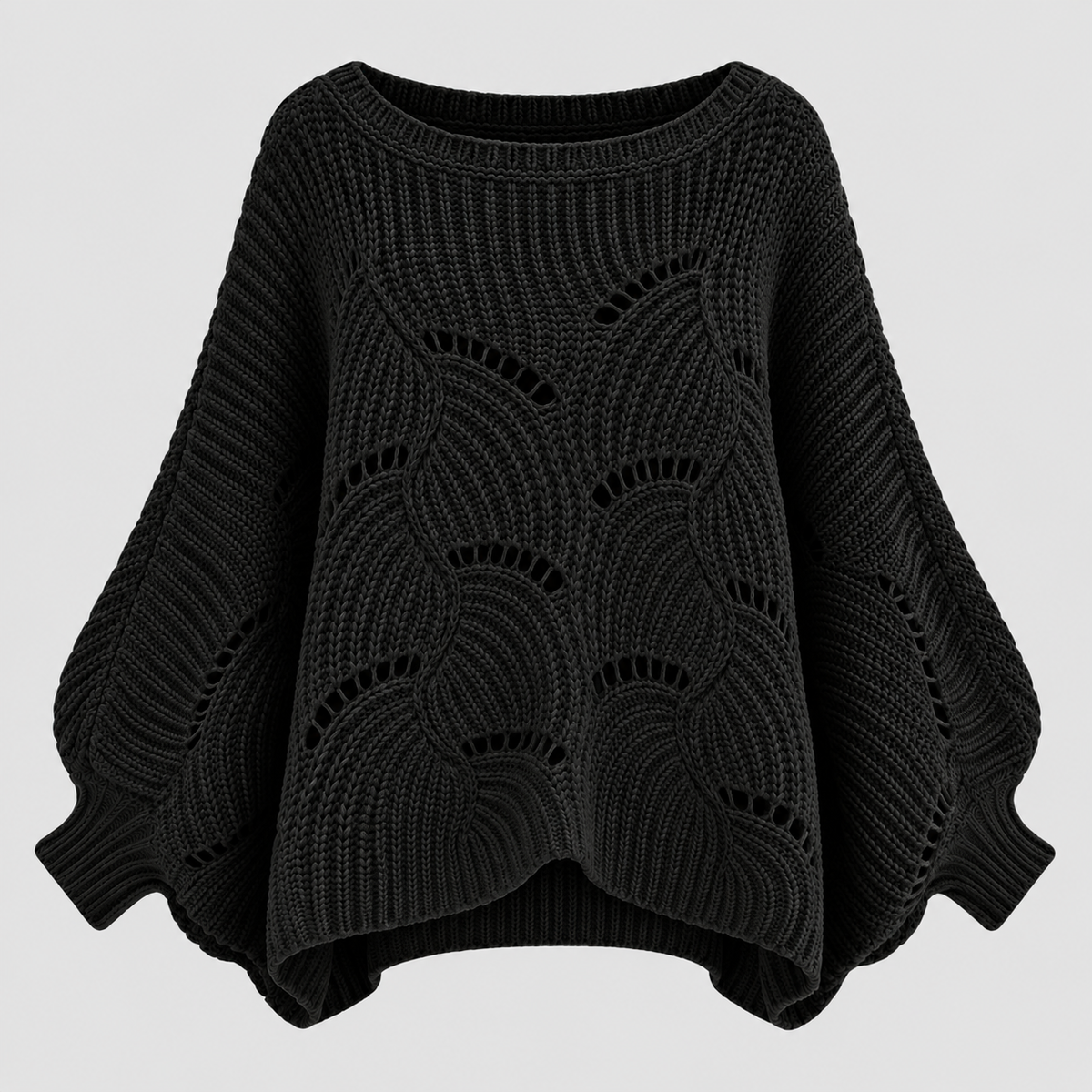 Sweater med Flagermusærmer til Damer - Cropped Kabelstrik