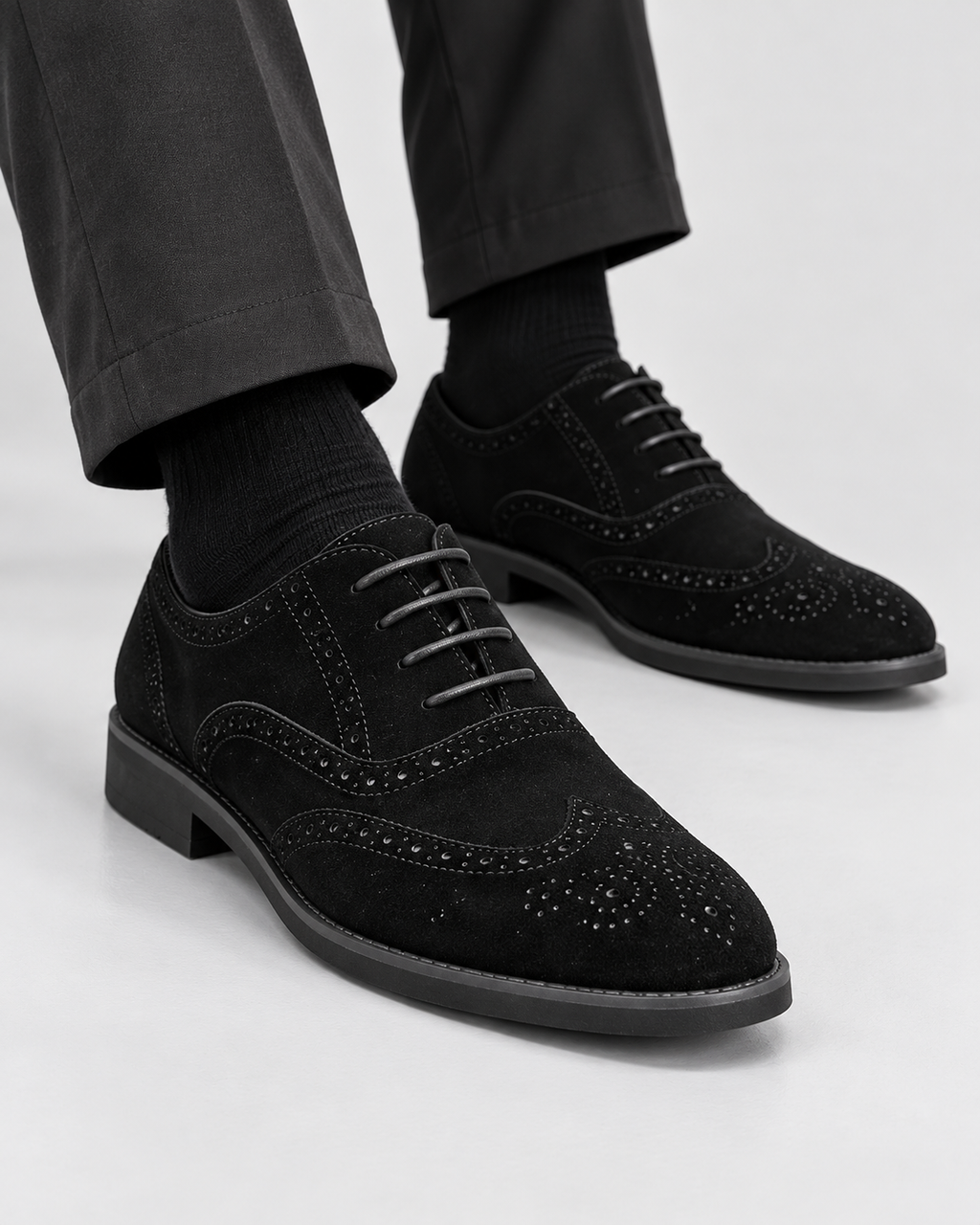 Ruskind Oxford-Sko til Herrer - Wingtip Brogue, Snøring, Polstret Indersål