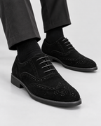 Ruskind Oxford-Sko til Herrer - Wingtip Brogue, Snøring, Polstret Indersål
