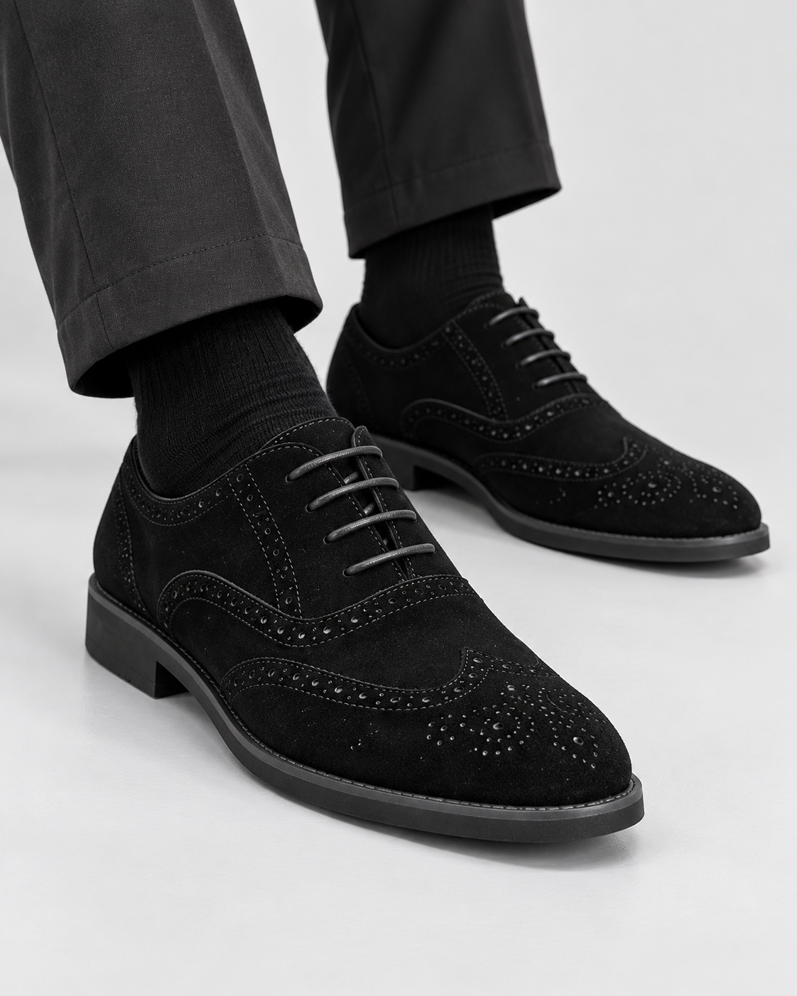 Ruskind Oxford-Sko til Herrer - Wingtip Brogue, Snøring, Polstret Indersål