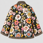 Blomsterprintet Jakke til Damer - Sherpaforet, Sort Bund