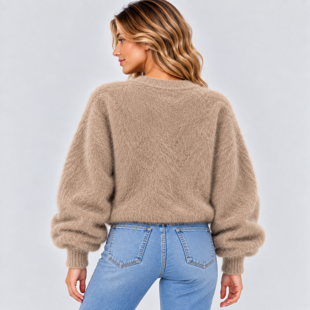 Luvet Uldcardigan til Damer - Knaplukning, Oversized Pasform