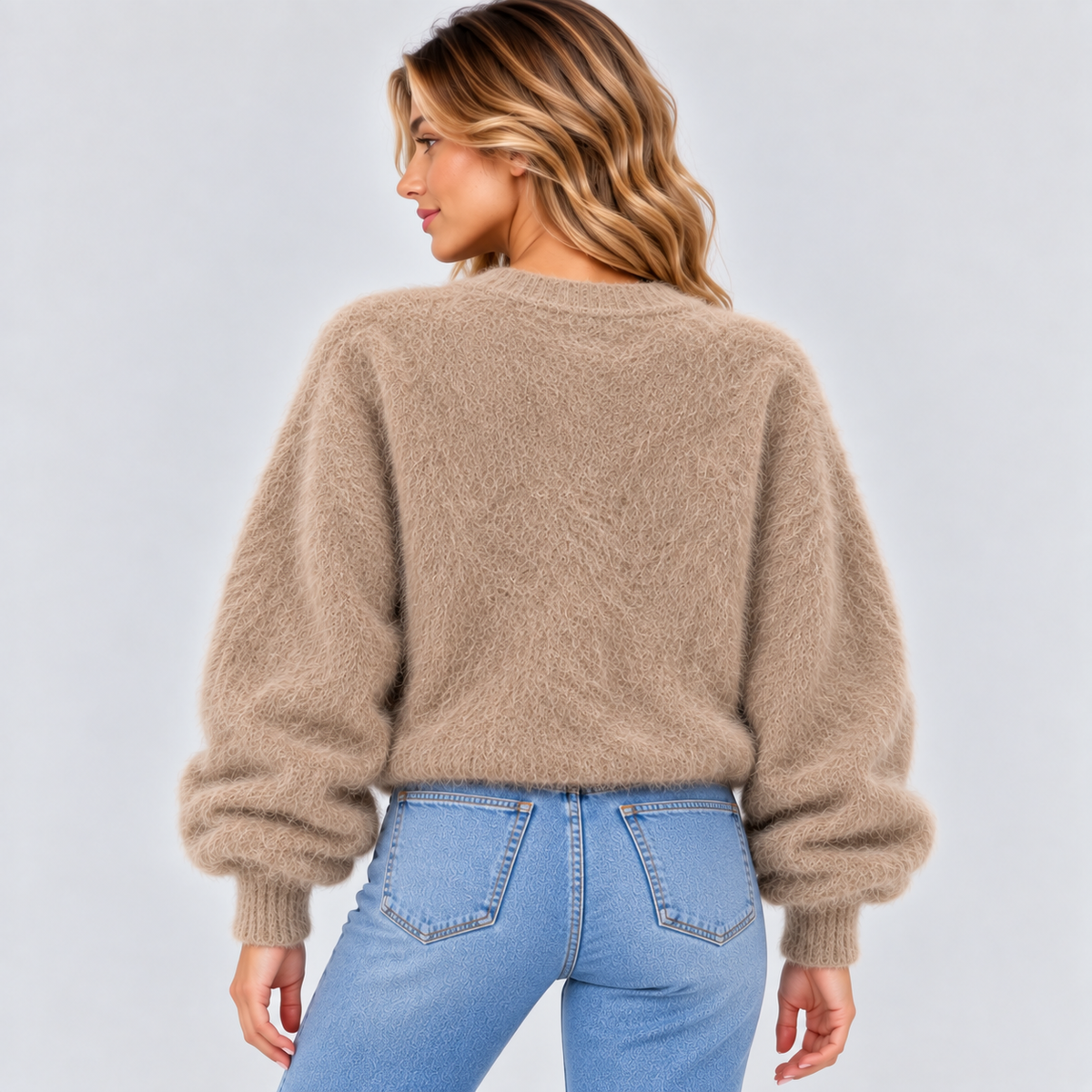 Luvet Uldcardigan til Damer - Knaplukning, Oversized Pasform