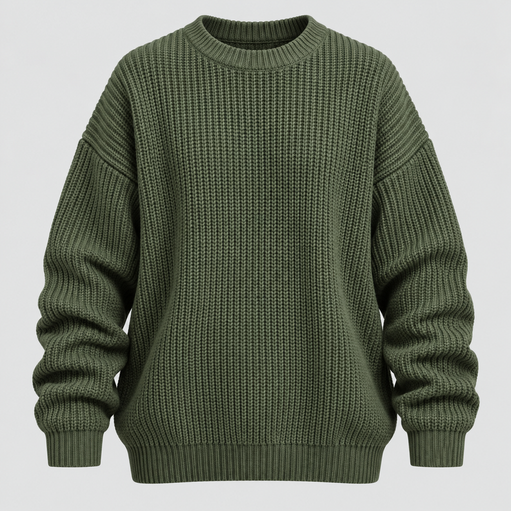 Chunky Strikket Sweater til Herrer - Oversized med Ribbede Manchetter
