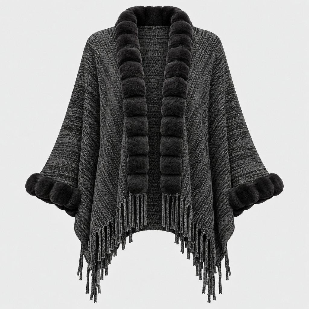 Frynsekantet Cardigan til Damer - Sjalskrave, Åben Front