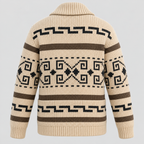 Aztec-mønstret Cardigan - Åben Front Strikket Sweater