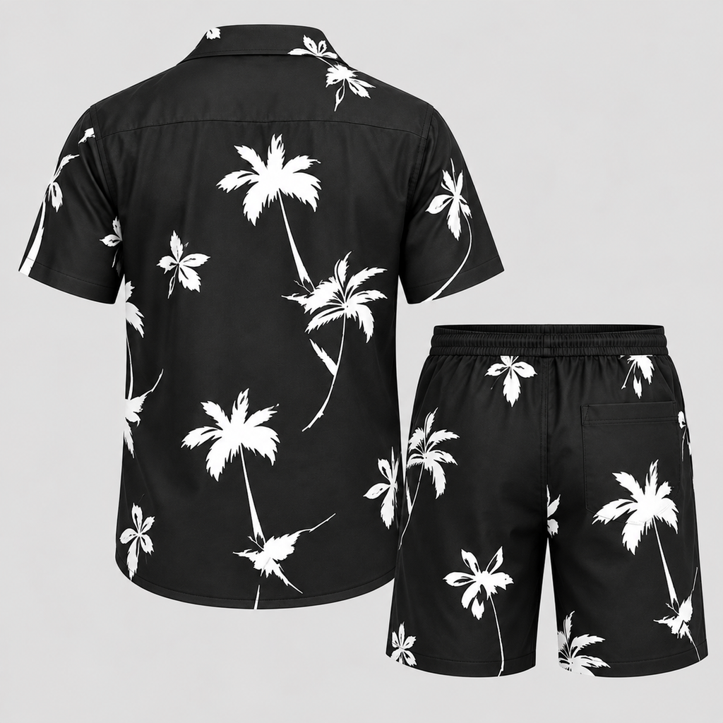 Herre Tropisk Print Skjorte- og Shortssæt – Sommer Matchende Sæt