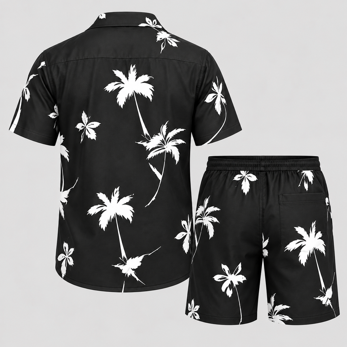 Herre Tropisk Print Skjorte- og Shortssæt – Sommer Matchende Sæt