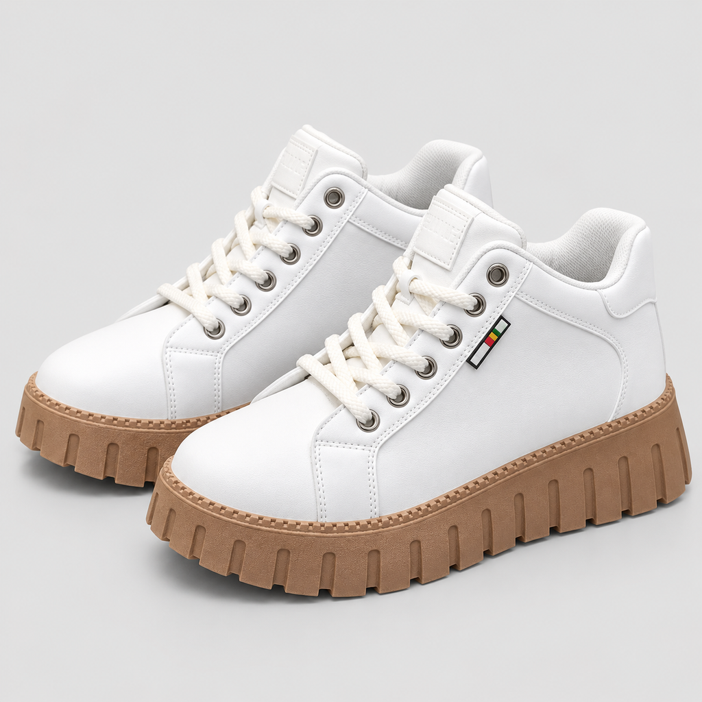 Lædersneakers med Platformssål - Skridsikker Sål i Tre Farver