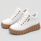 Lædersneakers med Platformssål - Skridsikker Sål i Tre Farver