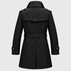 Dobbeltradet Trenchcoat - Bæltet Talje, Revers