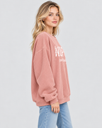 Sweatshirt med Slogan til Damer - Ribbet Stof, Faldende Skuldre