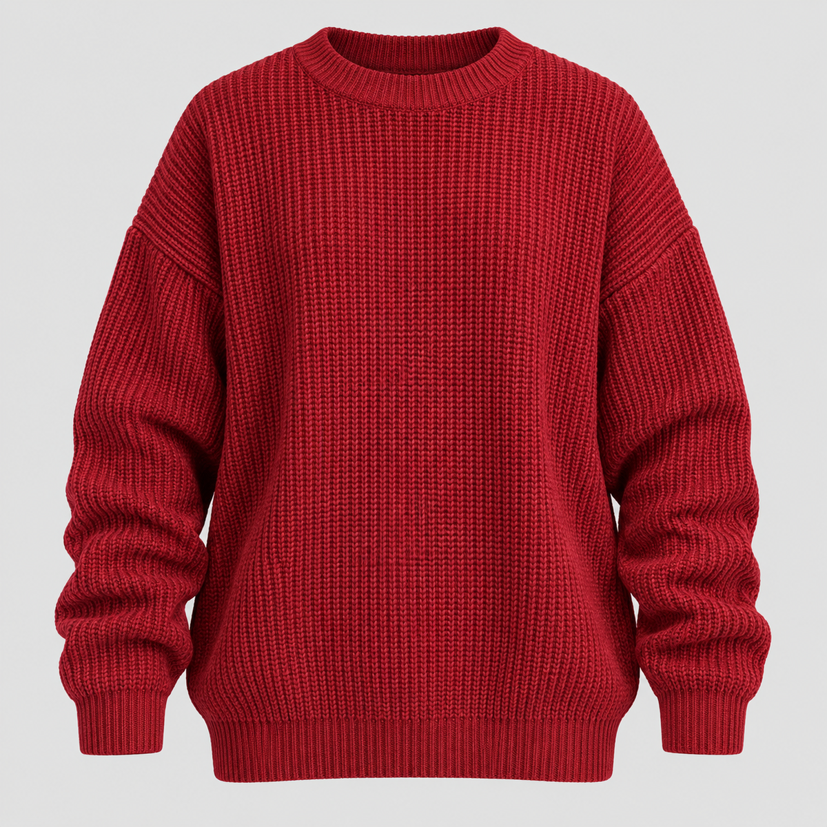Chunky Strikket Sweater til Herrer - Oversized med Ribbede Manchetter
