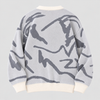 Graffiti Print Sweater til Herrer - Crew Neck Strik med Ribbede Manchetter