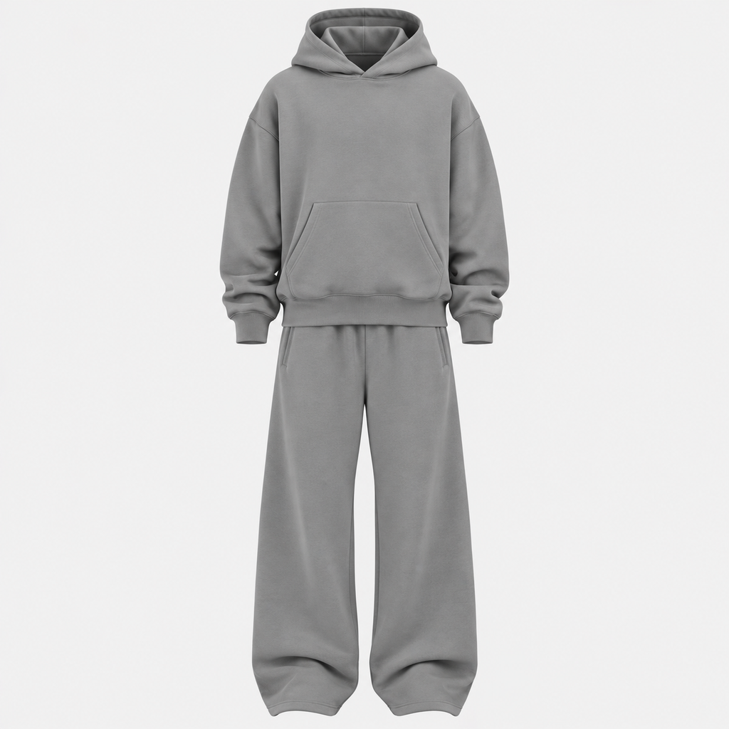 Herre Colorblock Hoodie Sæt – Straight Cut Træningsdragt